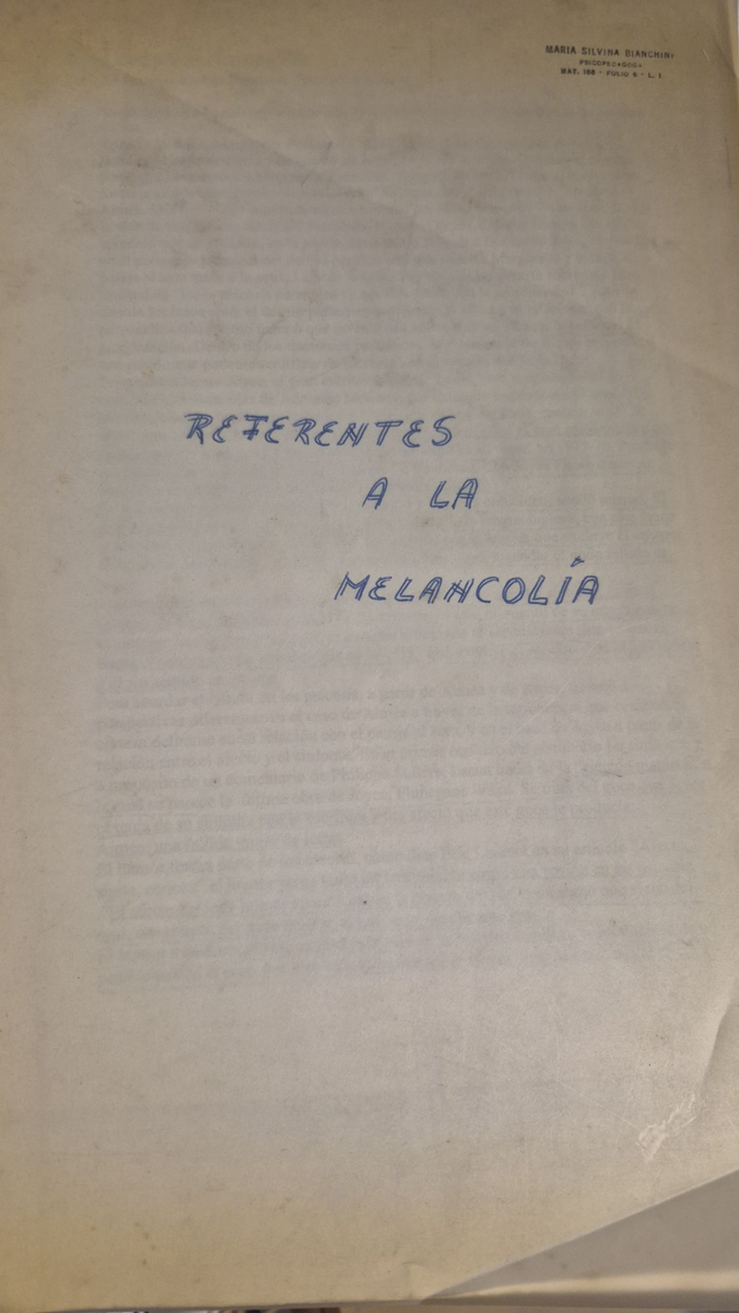 Referentes a la melancolía - autores varios (fotocopia)